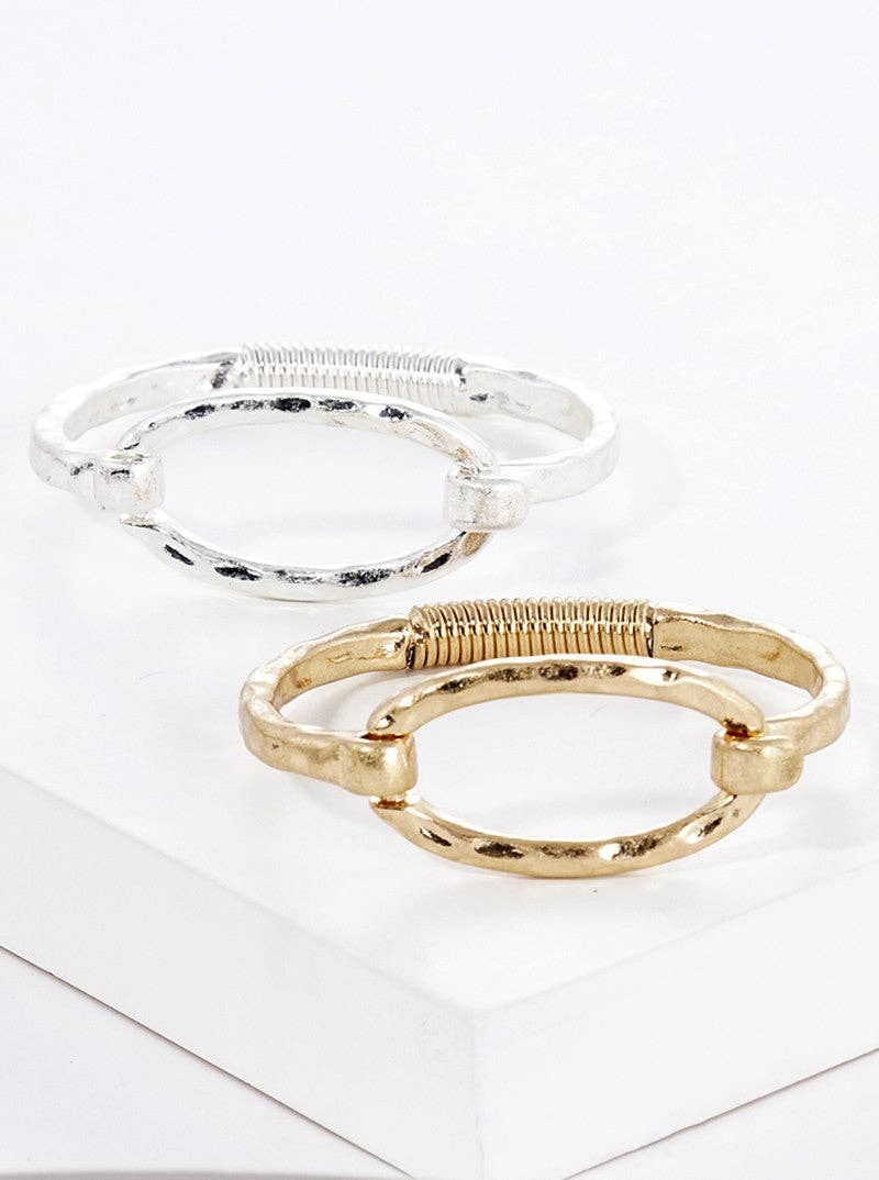 Hammered Oval Bracelet - Gold