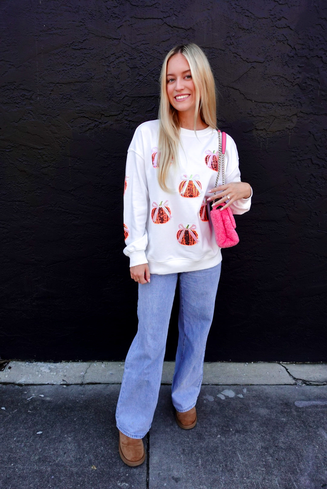Sequin Bow Pumpkin Sweatshirt