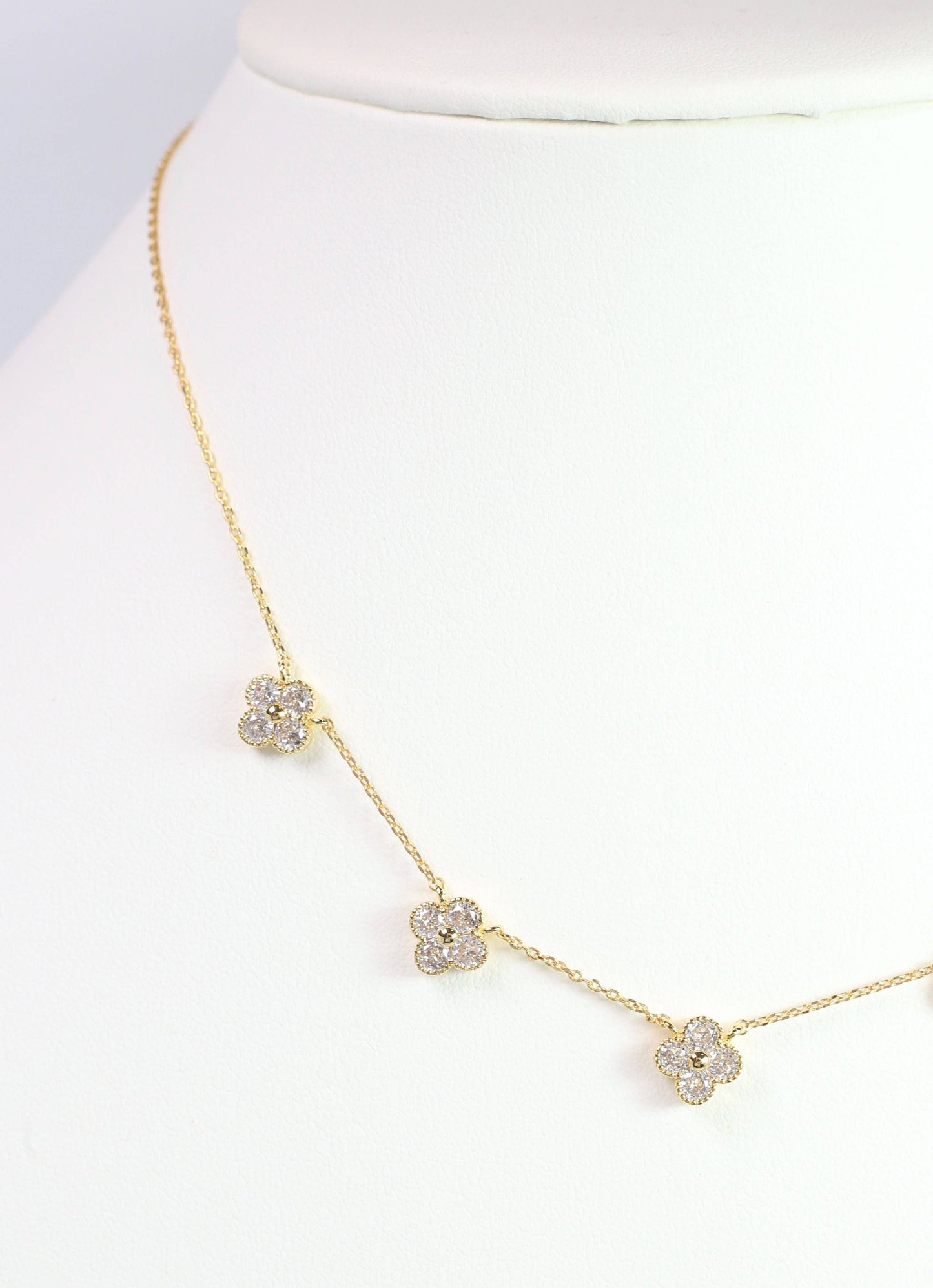 Multi Diamond Clover Necklace