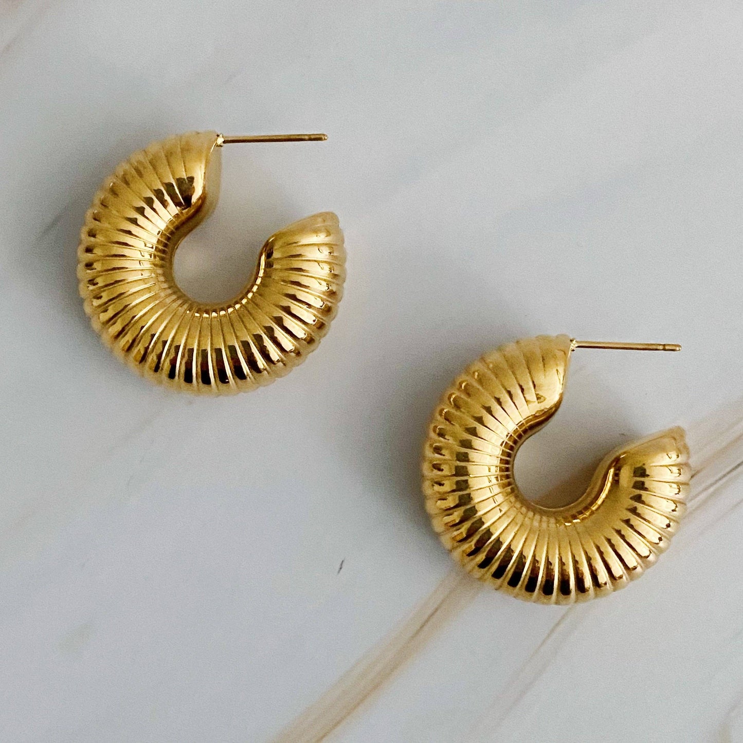Pleated Hoop Earrings