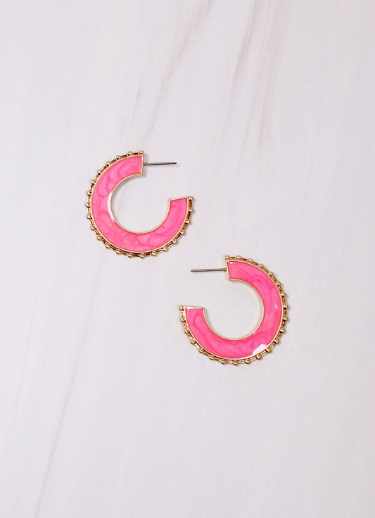 Hot Pink Hoop Earrings