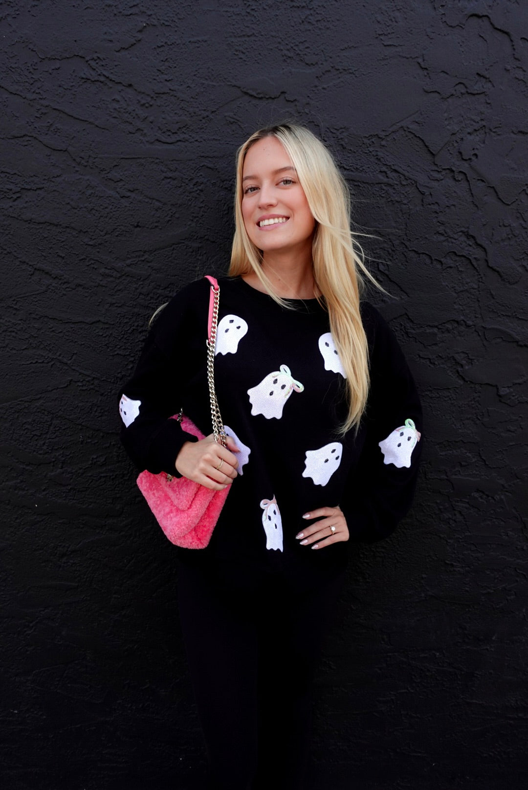 Sequin Bow Ghost Sweatshirt