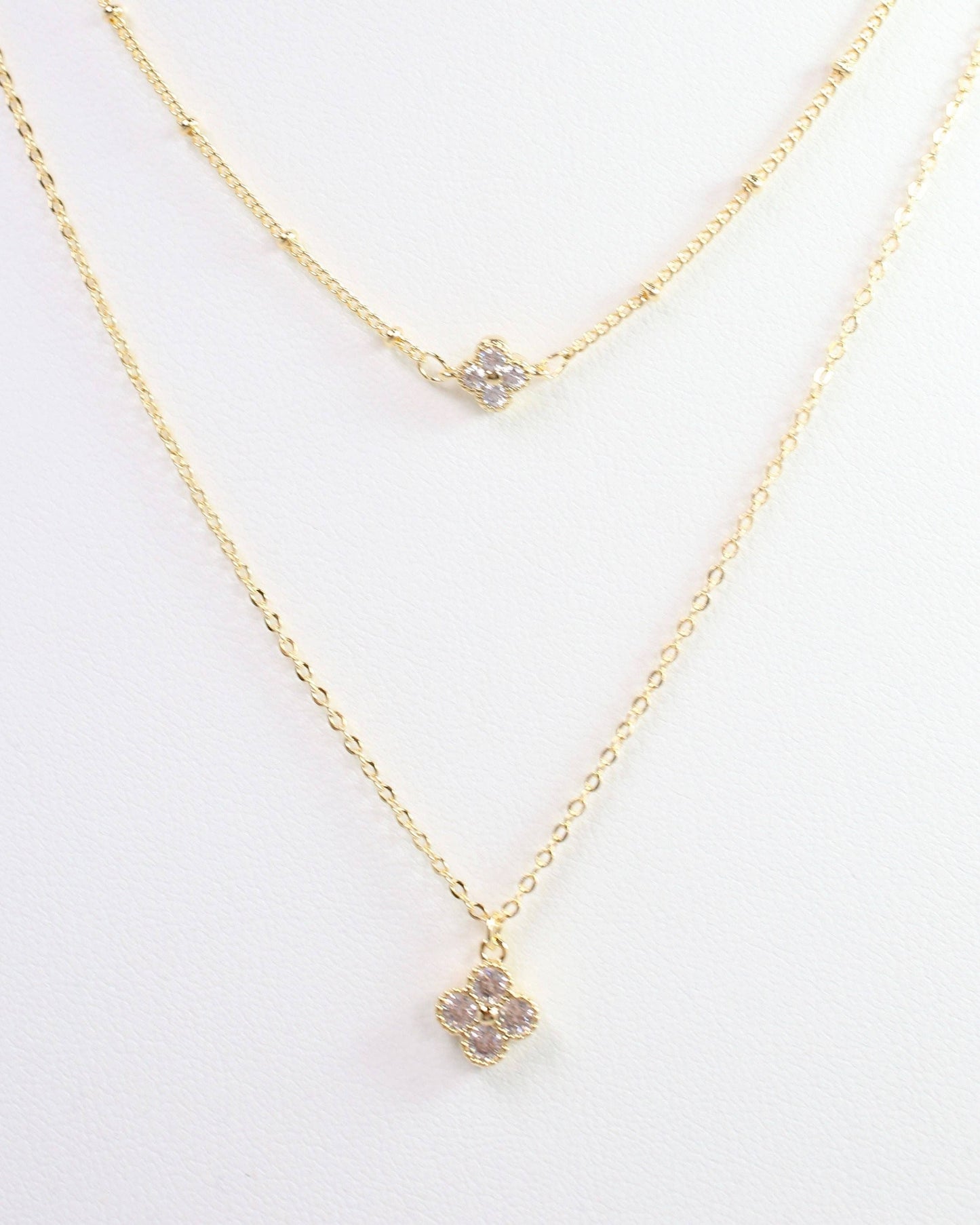Stacked Diamond Clover Necklace