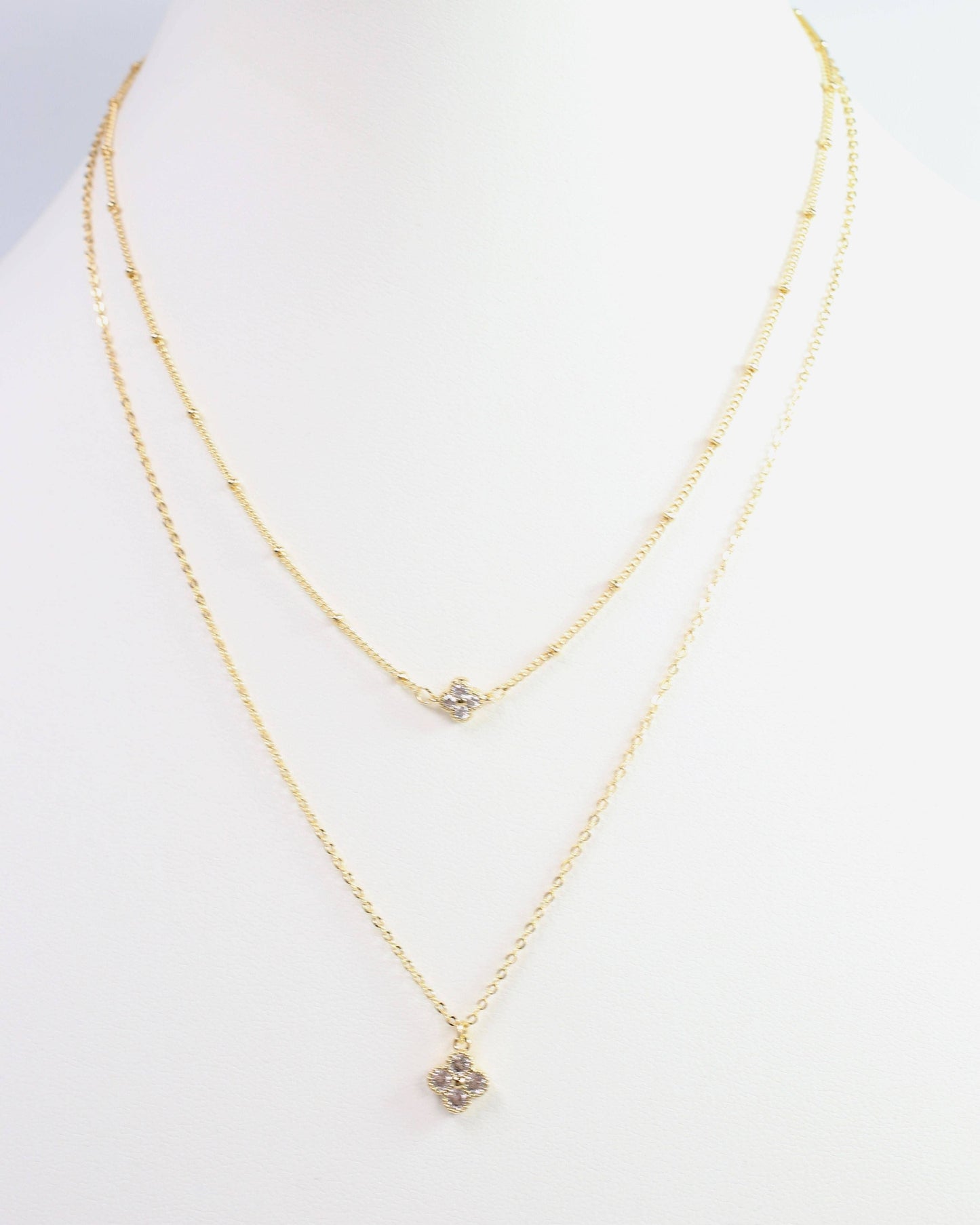 Stacked Diamond Clover Necklace