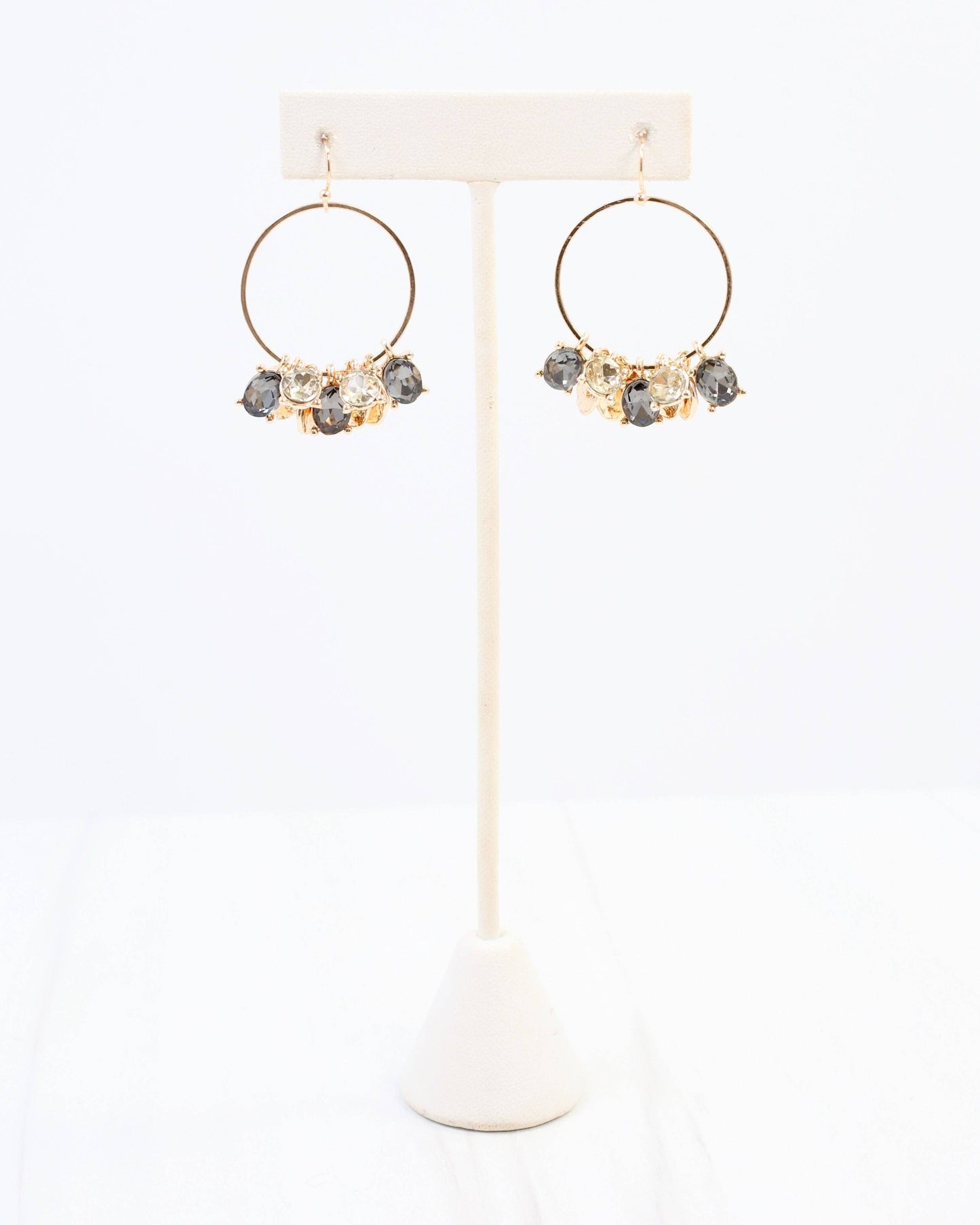 Charm Hoop Earrings - Black Diamond