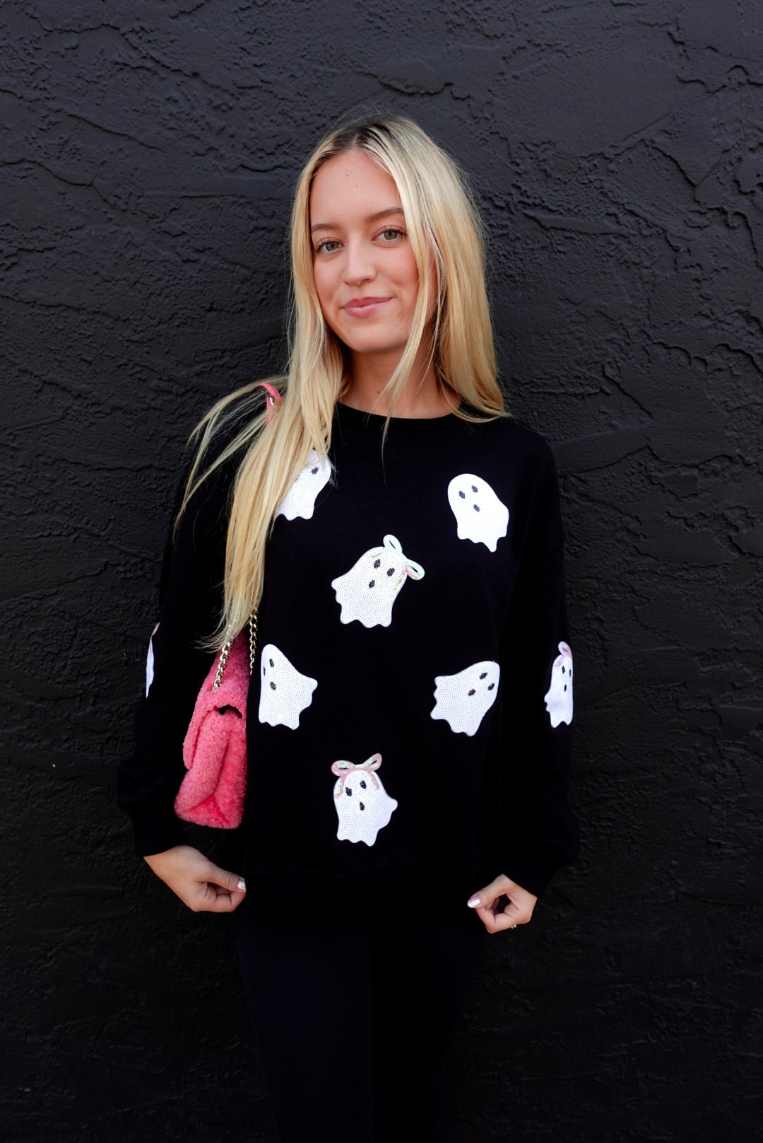 Sequin Bow Ghost Sweatshirt