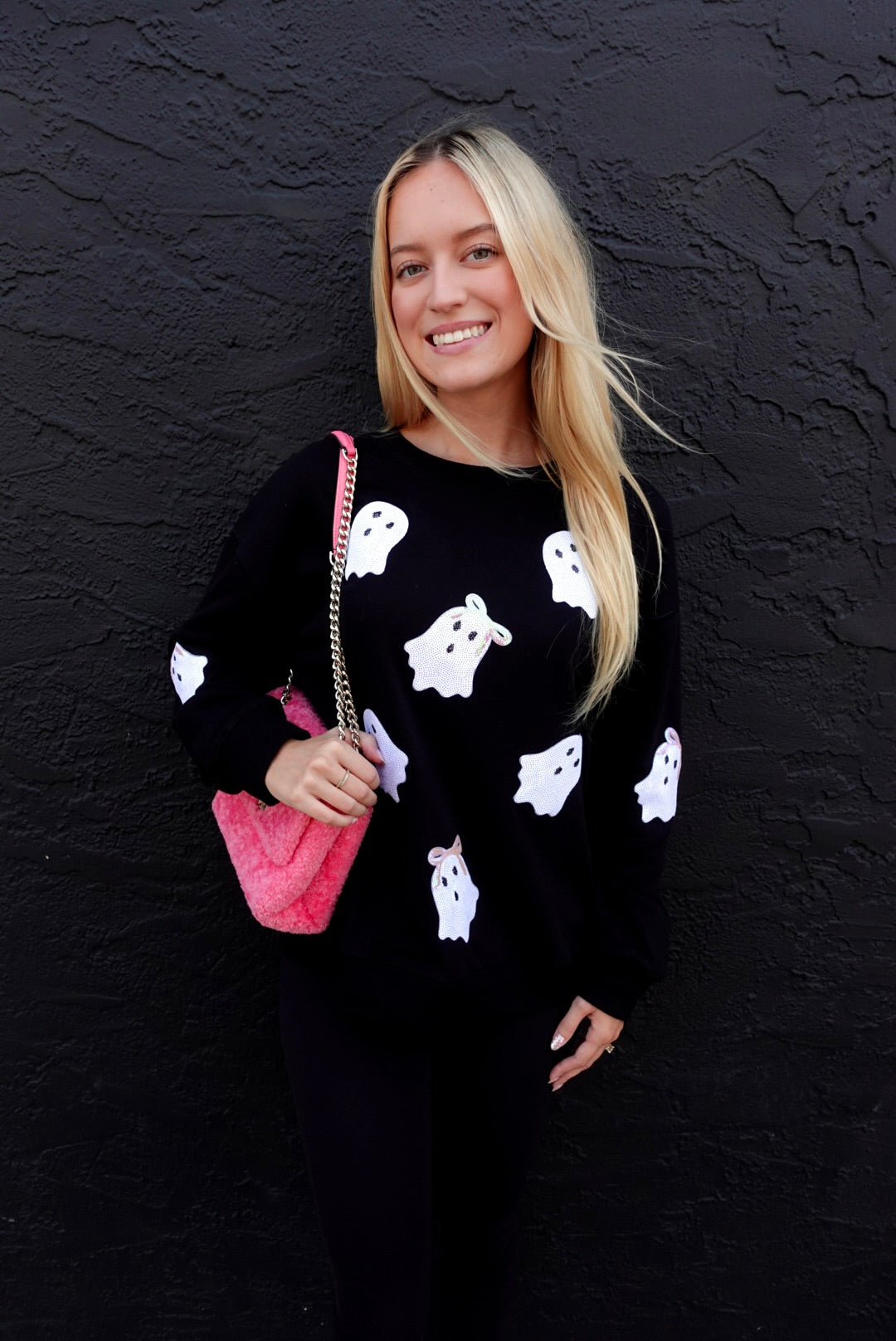 Sequin Bow Ghost Sweatshirt