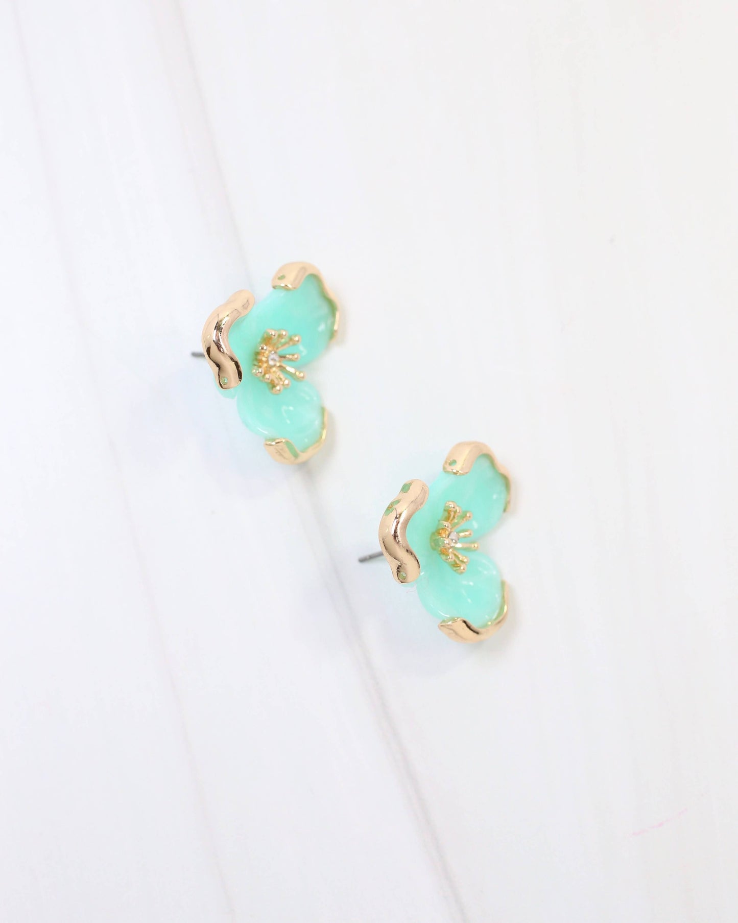 Aqua Flower Earrings