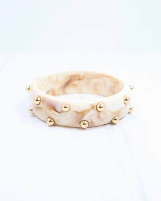 Ivory Gold Stud Bangle