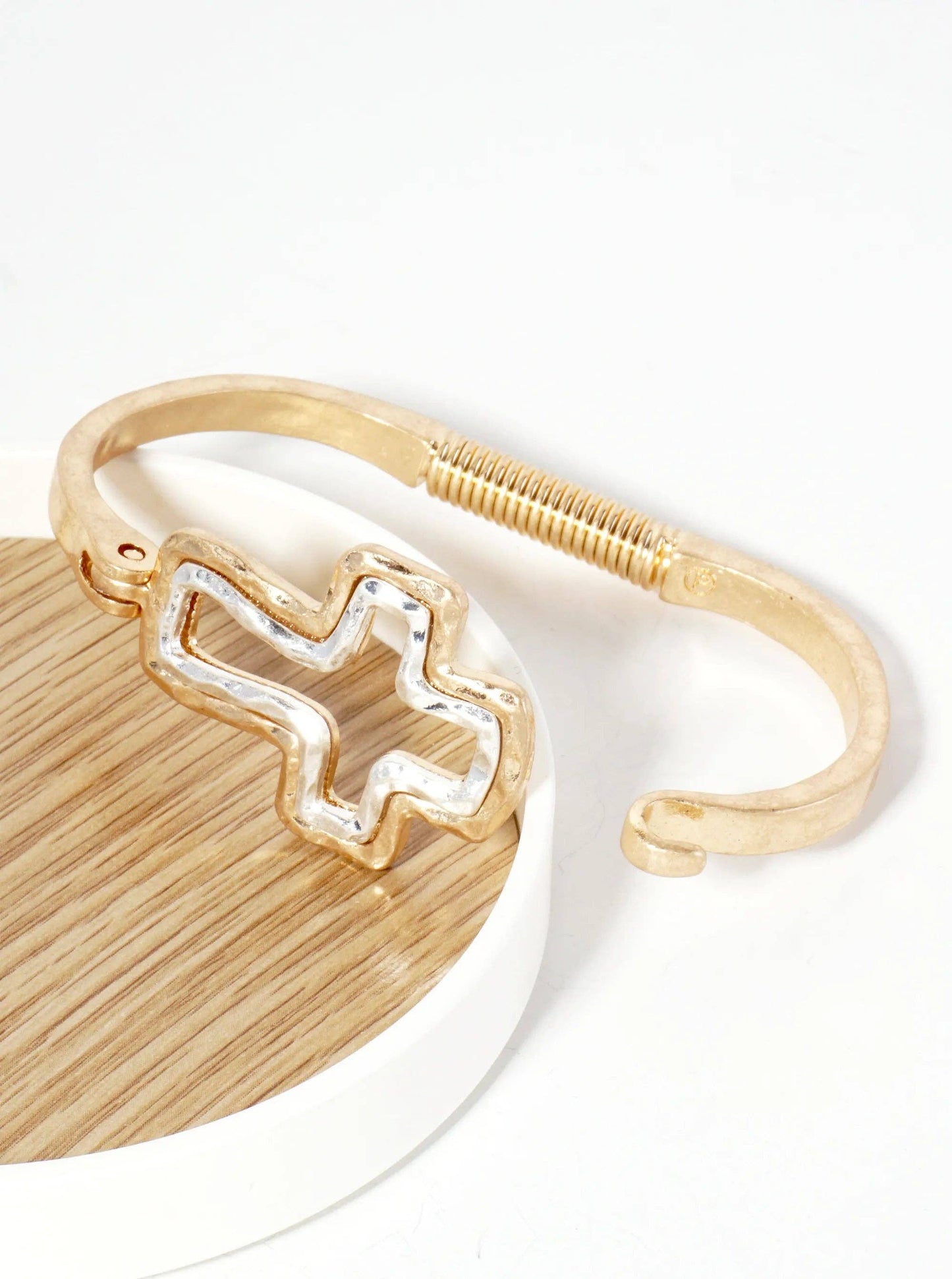 Hammered Cross Bracelet - Gold/Silver