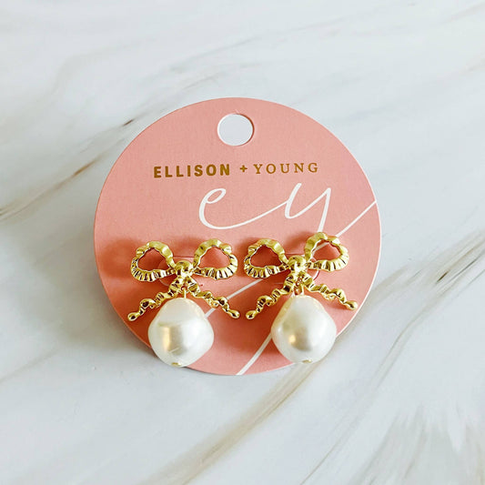 Antique Pearl Bow Earrings