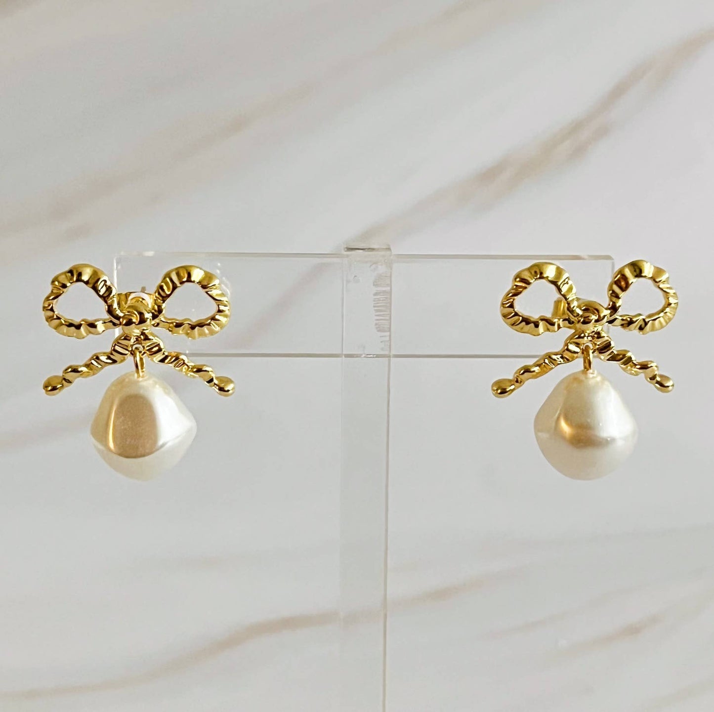 Antique Pearl Bow Earrings