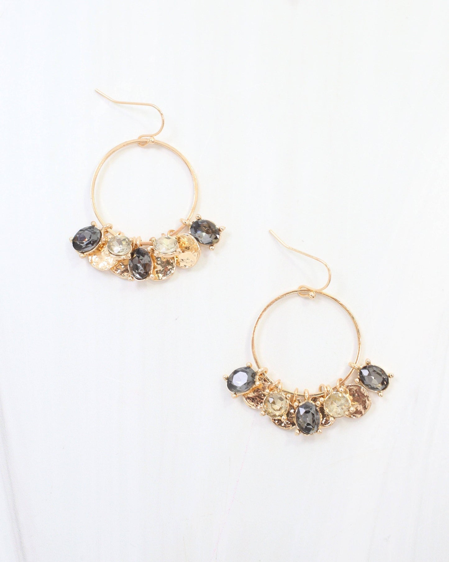 Charm Hoop Earrings - Black Diamond