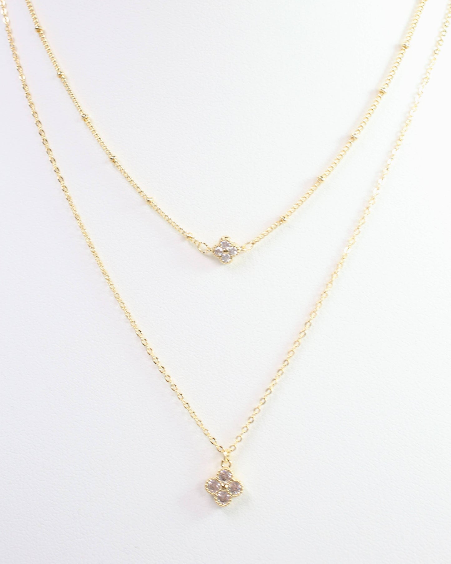 Stacked Diamond Clover Necklace