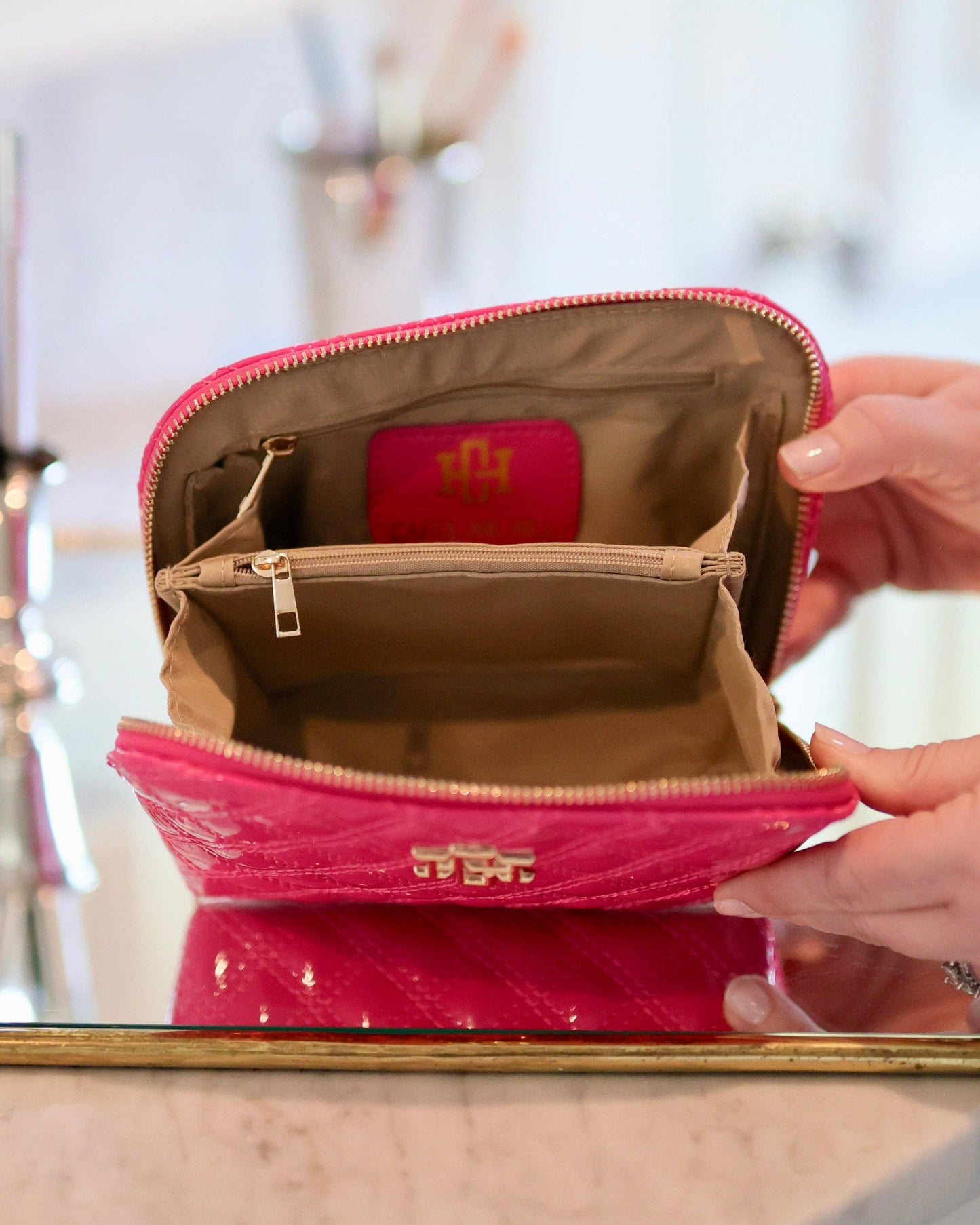 Hot Pink Patent Small Pouch