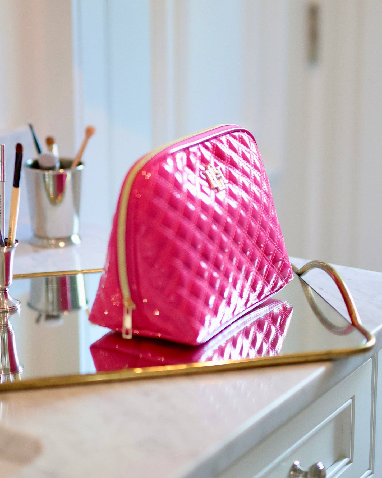 Hot Pink Patent Large Pouch
