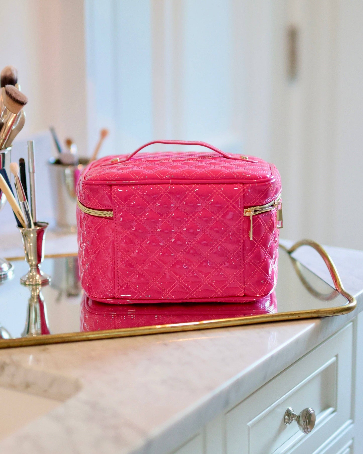 Hot Pink Patent Train Case