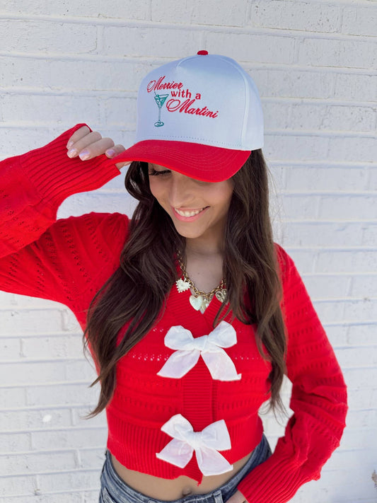 Merrier With A Martini Embroidered Hat