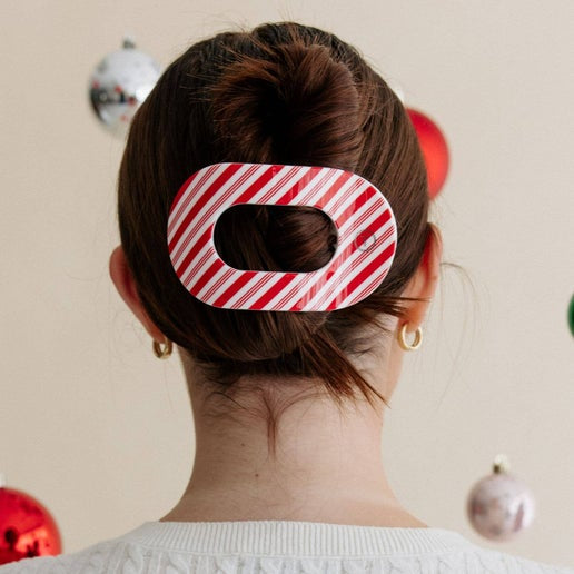 Teleties Candy Cane Crush Flat Round Hair Clip - Large