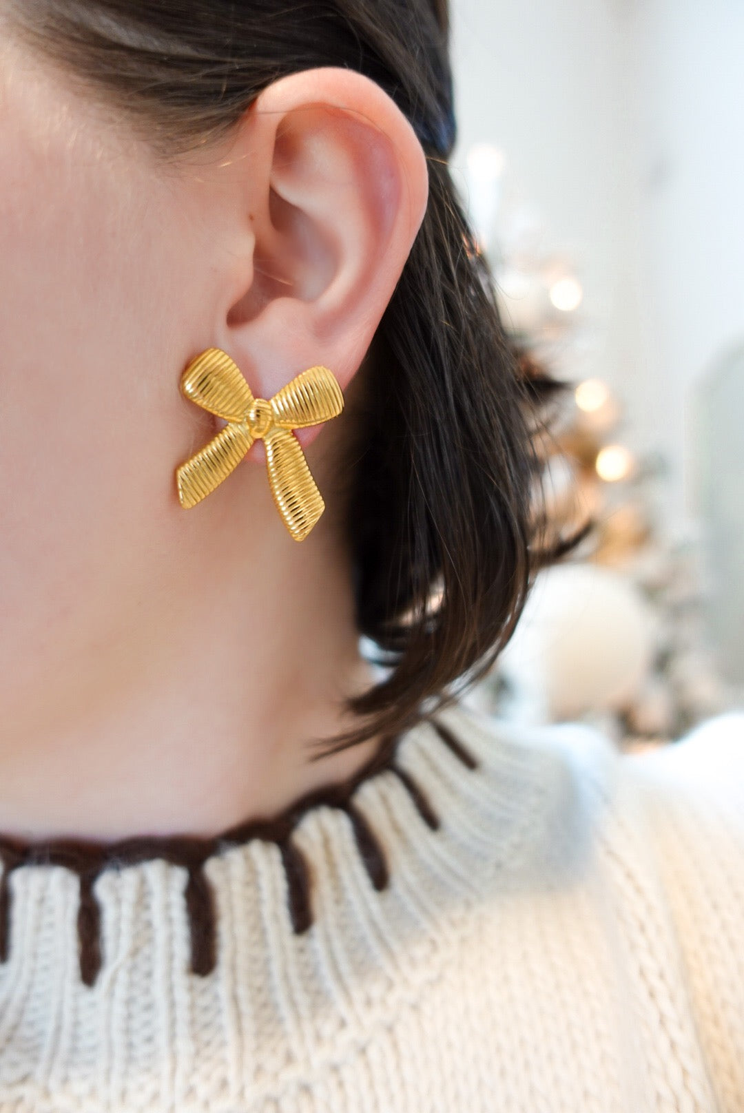 Cabled Bow Earrings