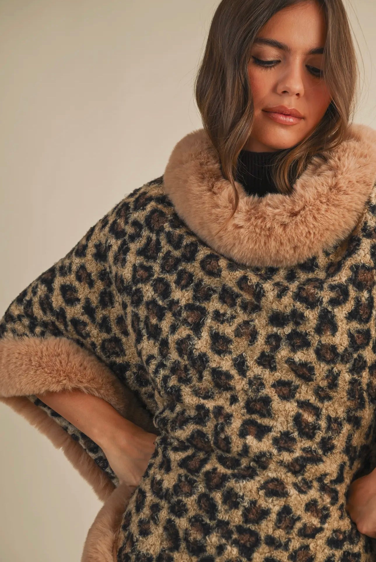 Fur Leopard Poncho