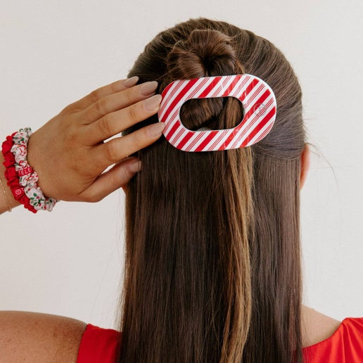 Teleties Candy Cane Crush Flat Round Hair Clip - Medium