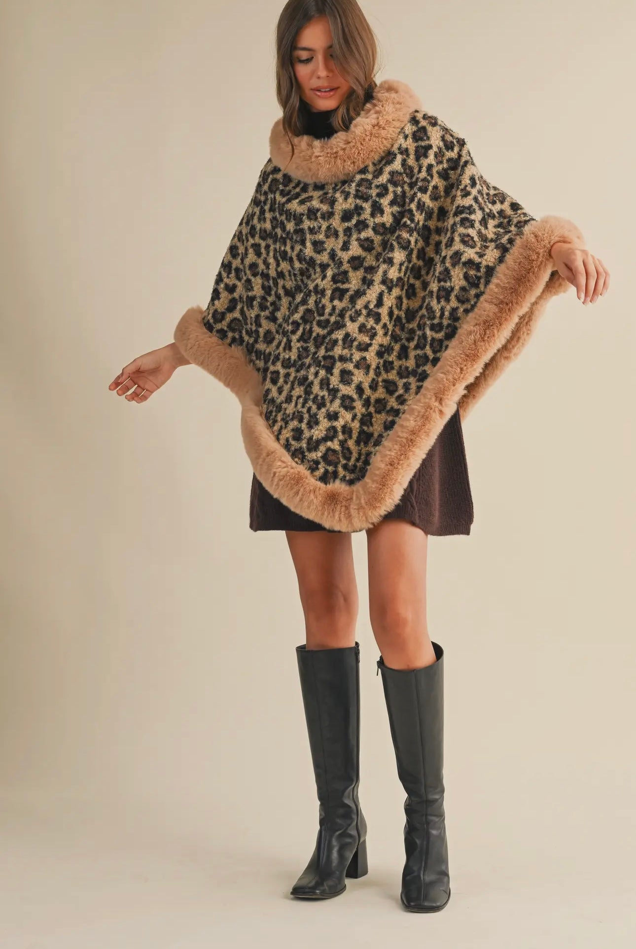 Fur Leopard Poncho