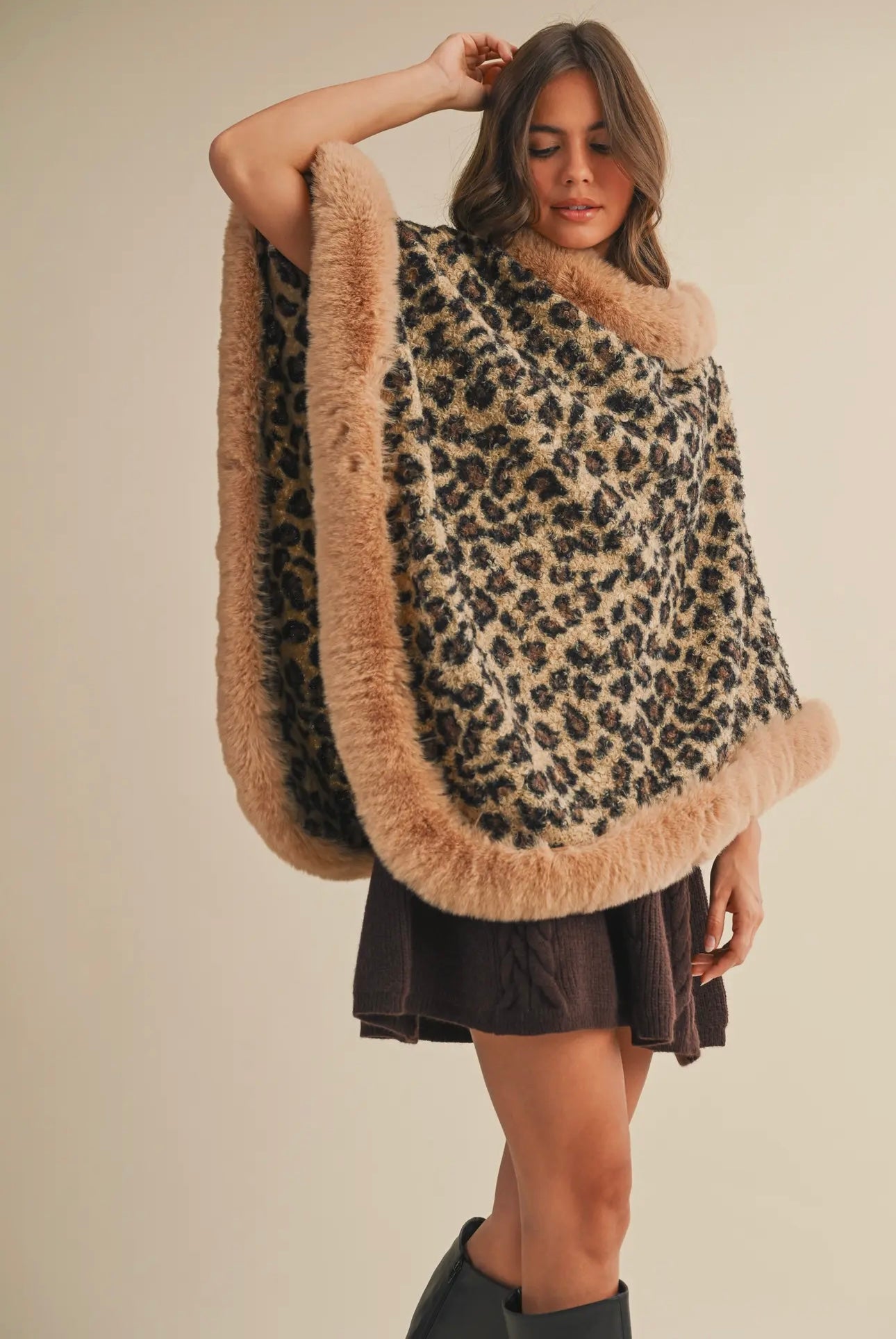 Fur Leopard Poncho