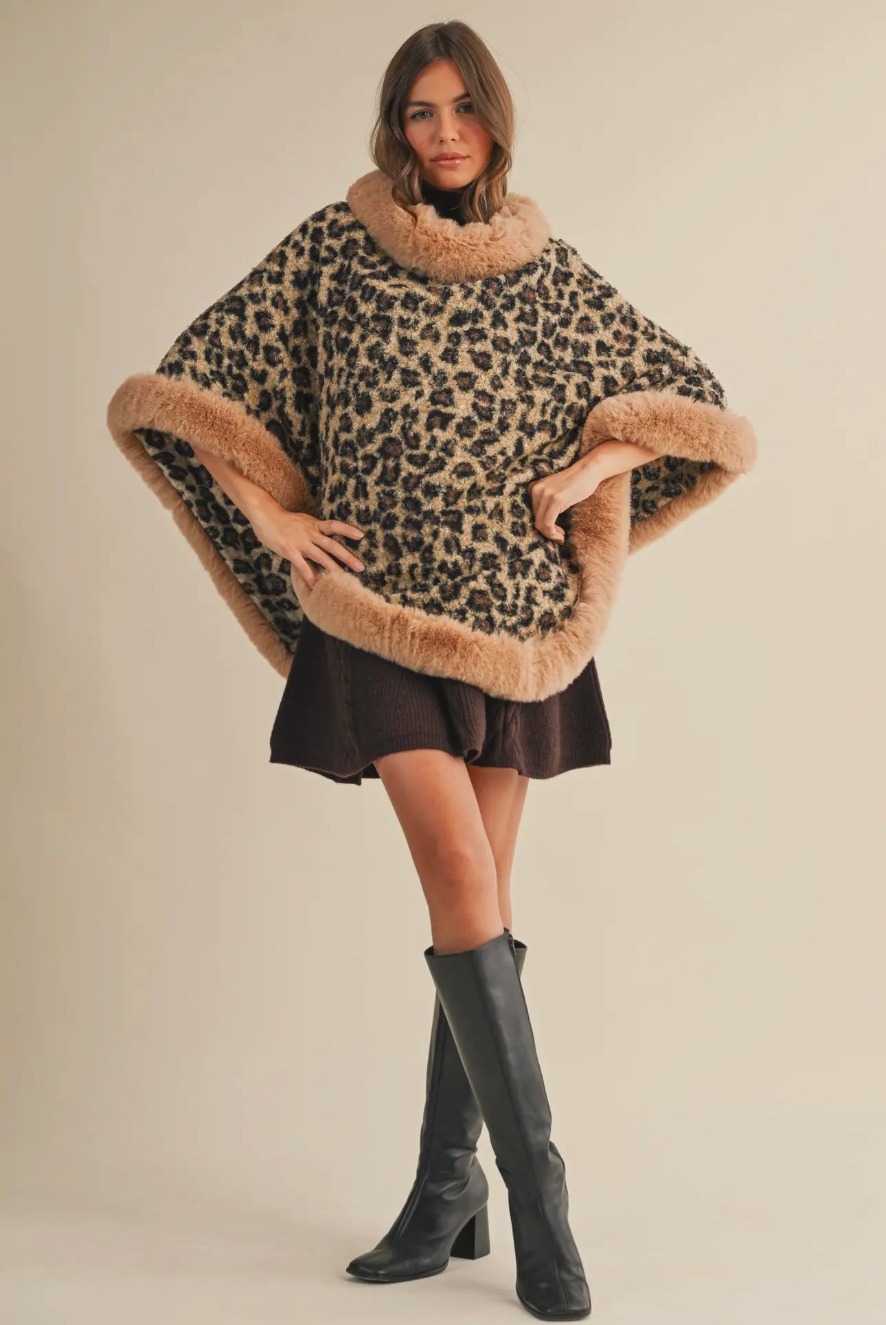 Fur Leopard Poncho