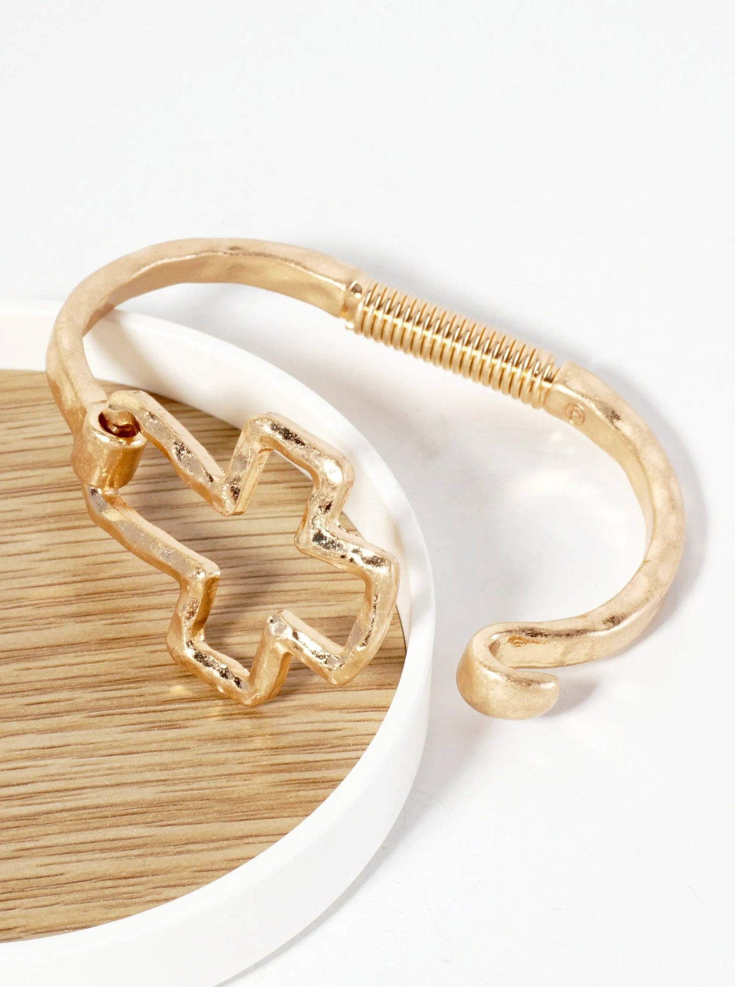 Hammered Cross Bracelet - Gold
