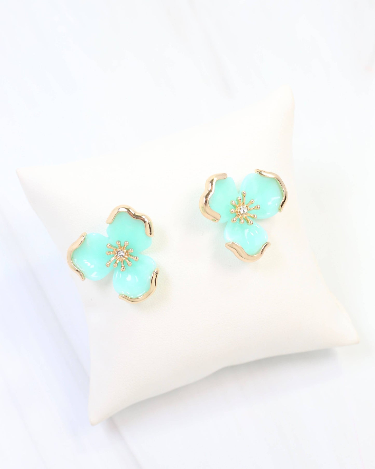 Aqua Flower Earrings