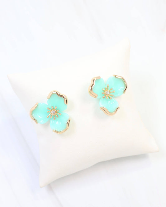 Aqua Flower Earrings