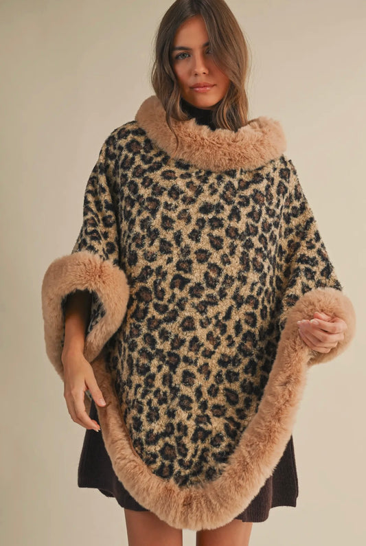 Fur Leopard Poncho