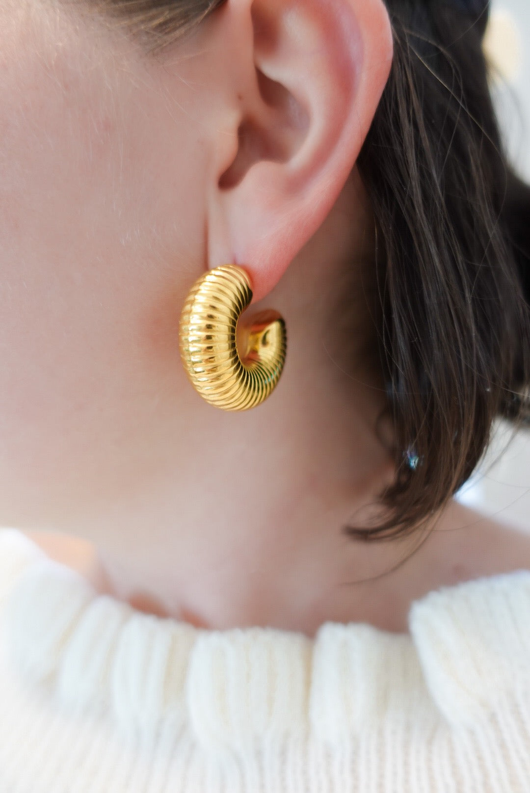 Pleated Hoop Earrings