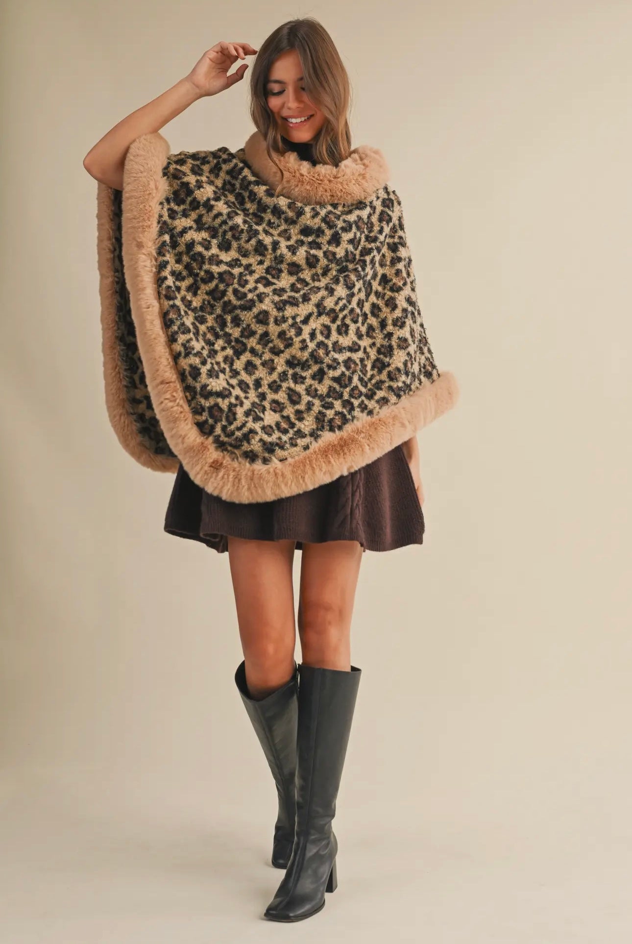 Fur Leopard Poncho