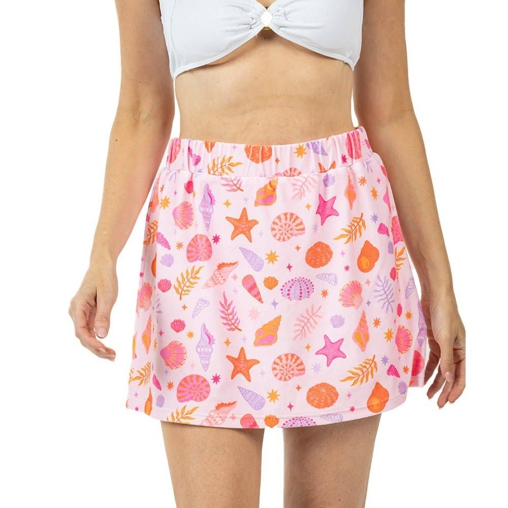 Beach Seashells Terry Cloth Mini Skirt