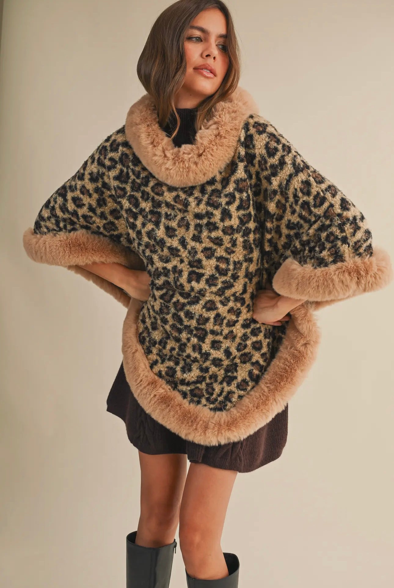 Fur Leopard Poncho