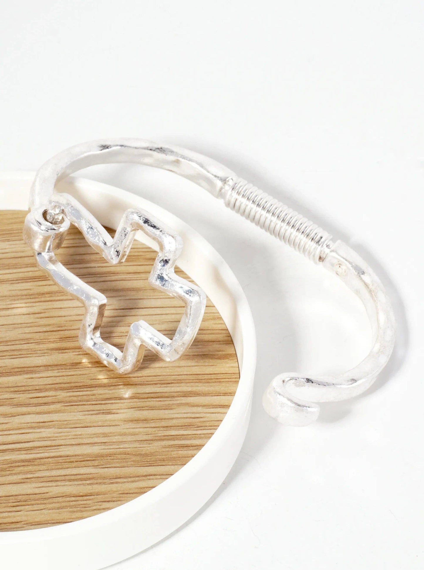 Hammered Cross Bracelet - Silver