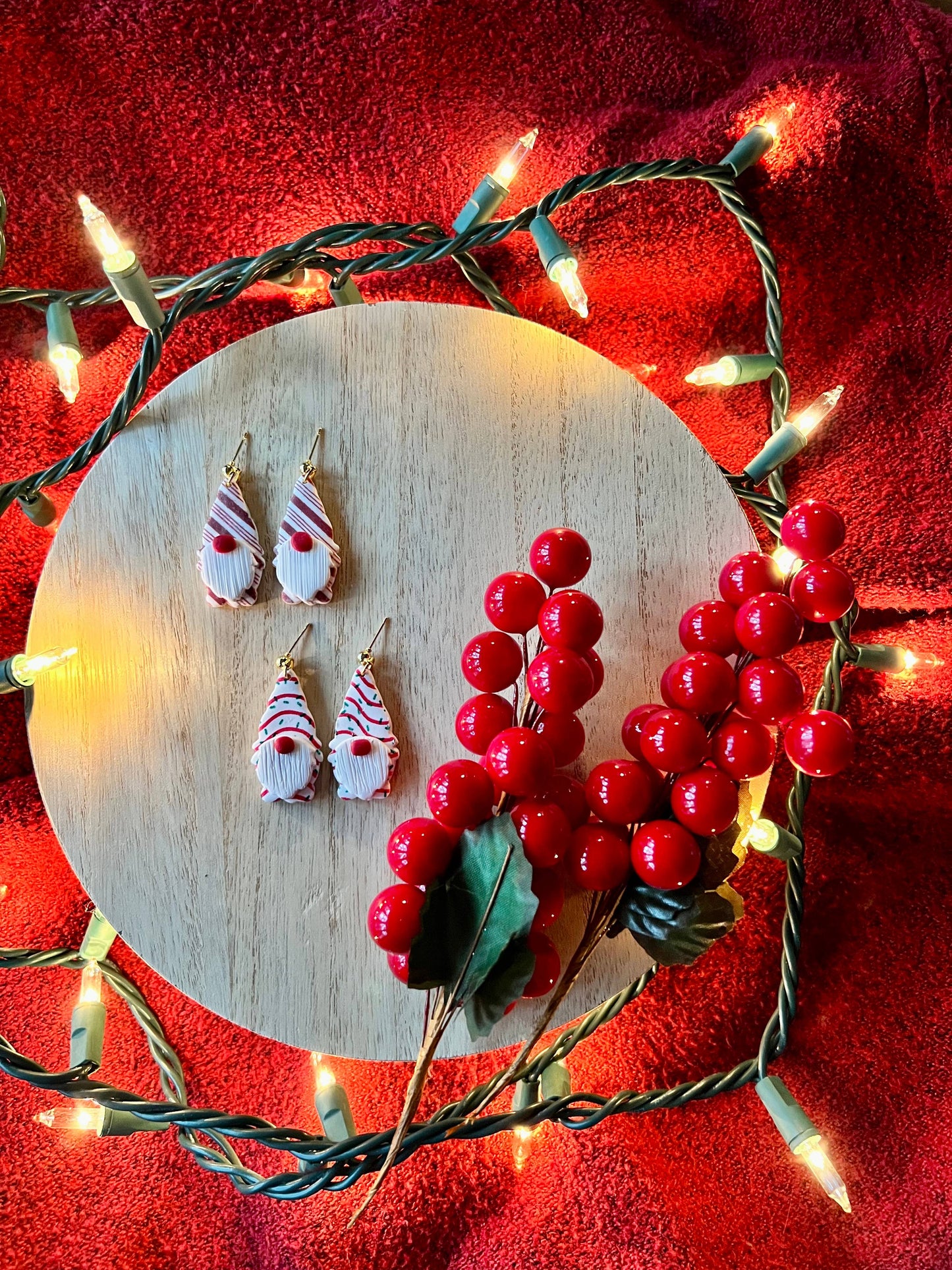 Gnome Tree Cake Earrings