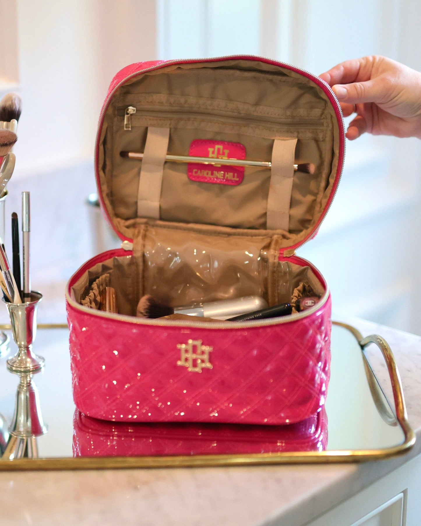 Hot Pink Patent Train Case