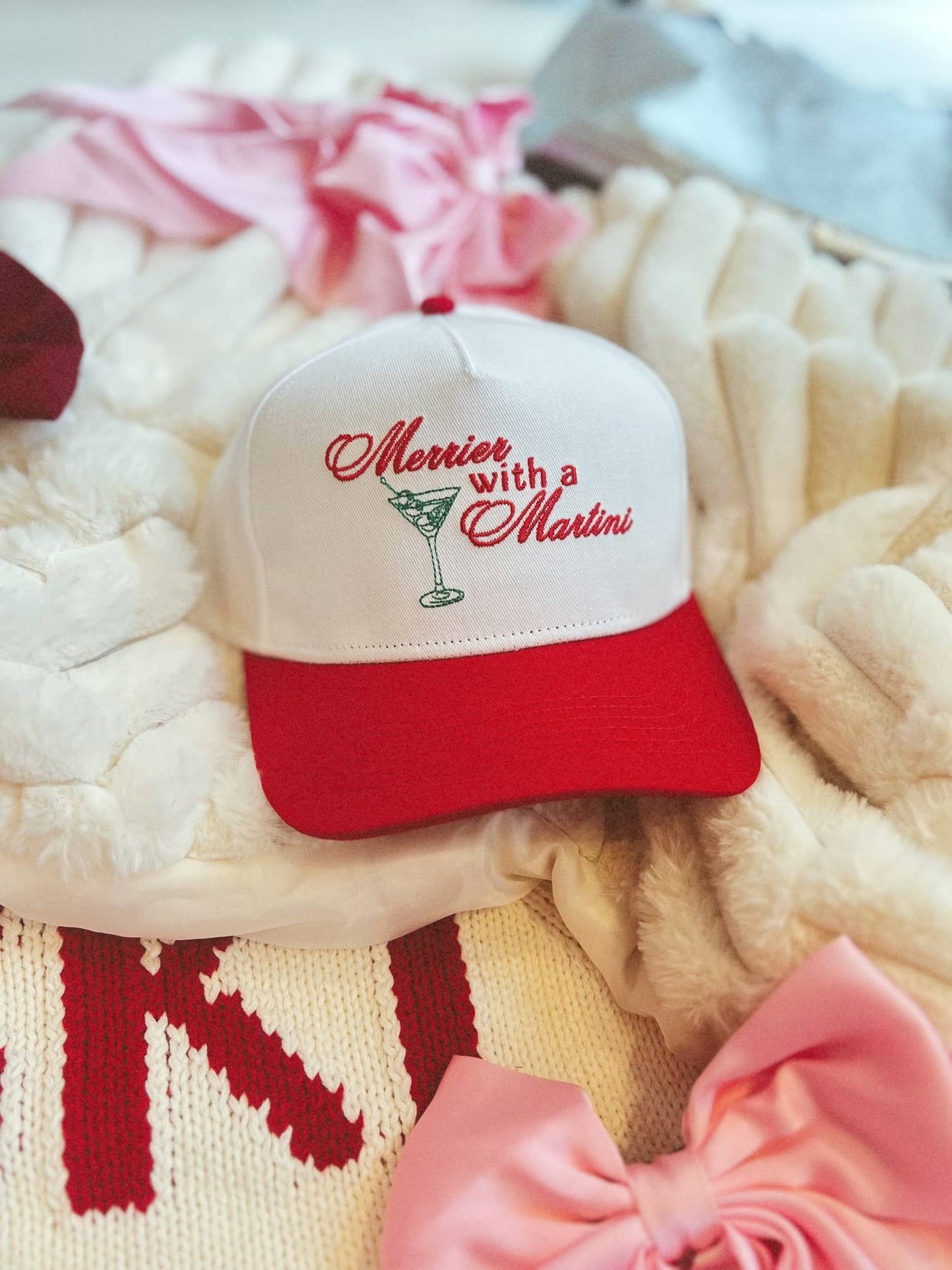 Merrier With A Martini Embroidered Hat