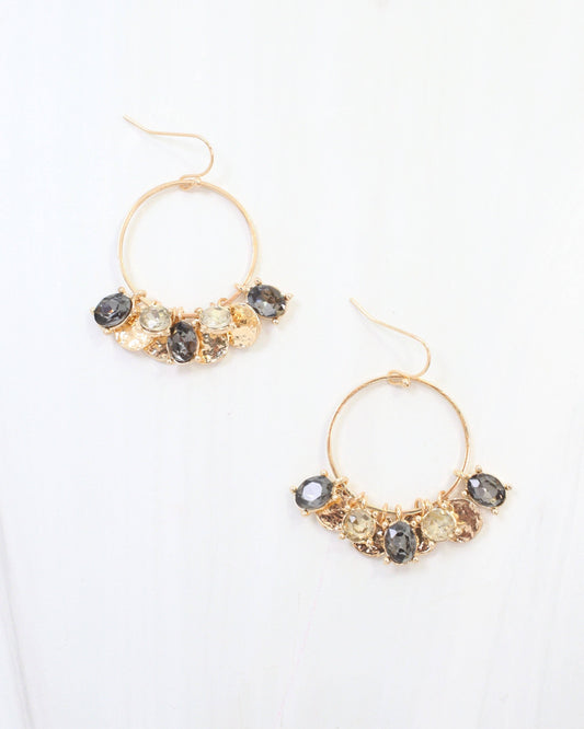 Charm Hoop Earrings - Black Diamond