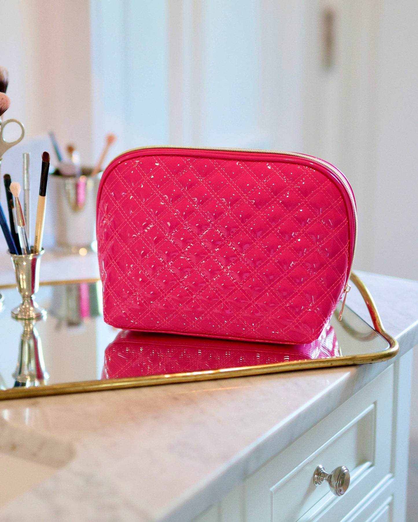 Hot Pink Patent Large Pouch