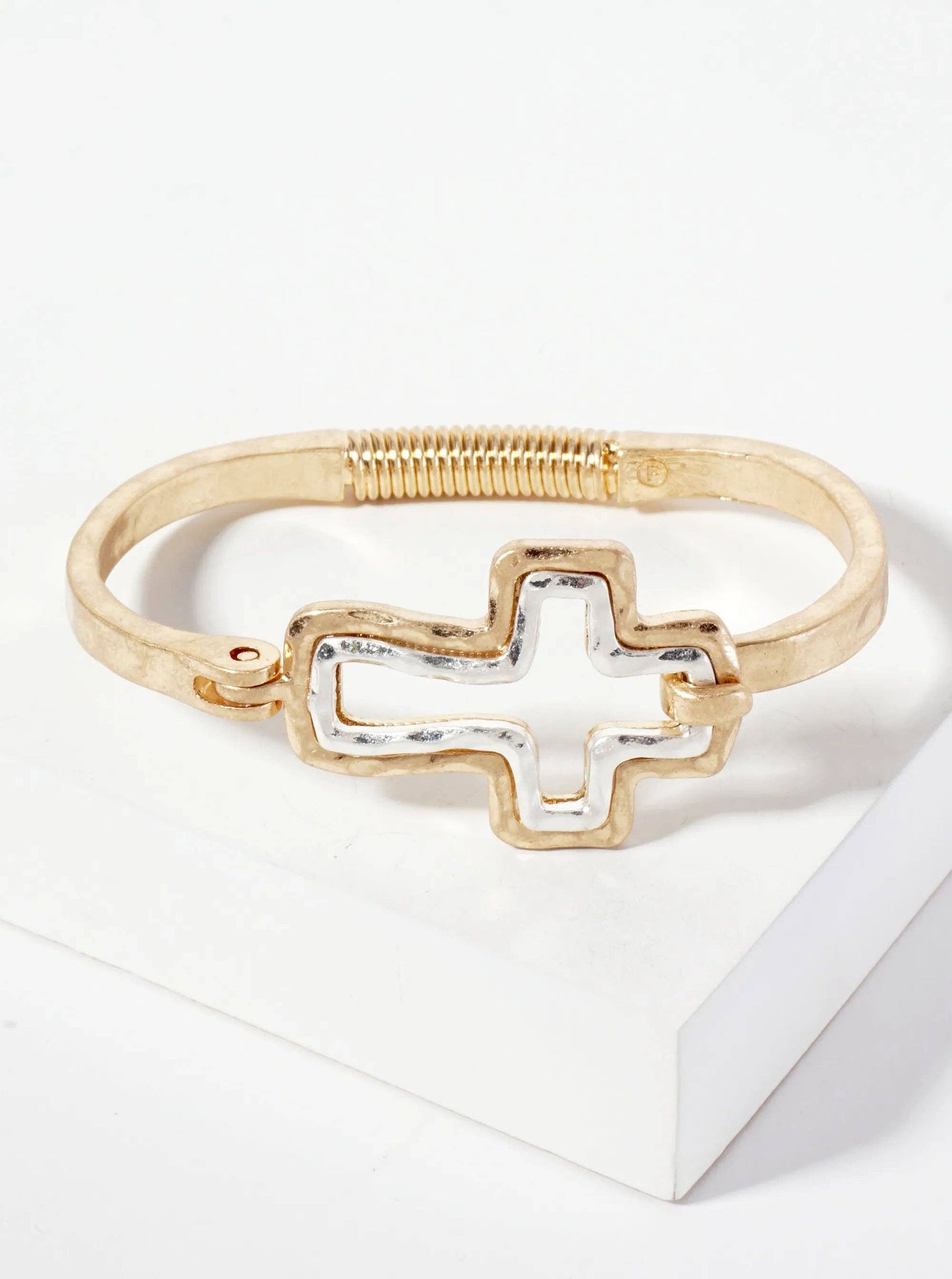 Hammered Cross Bracelet - Gold/Silver