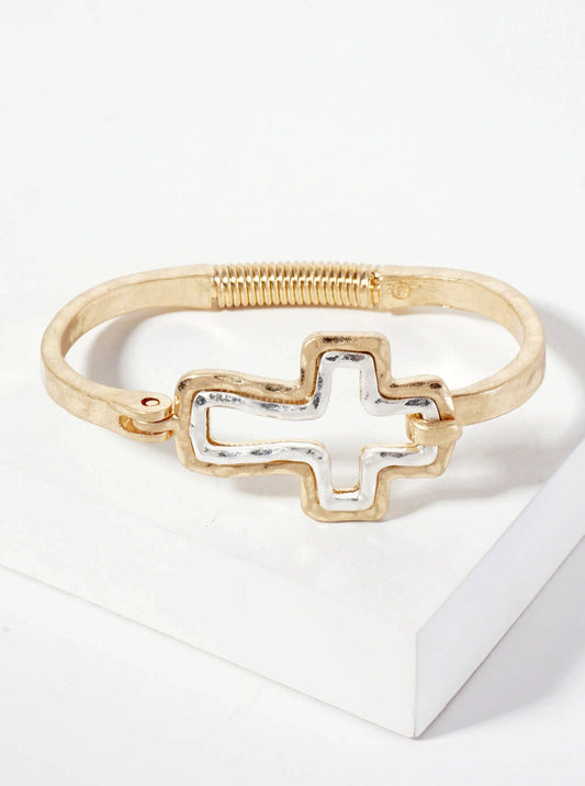 Hammered Cross Bracelet - Gold/Silver
