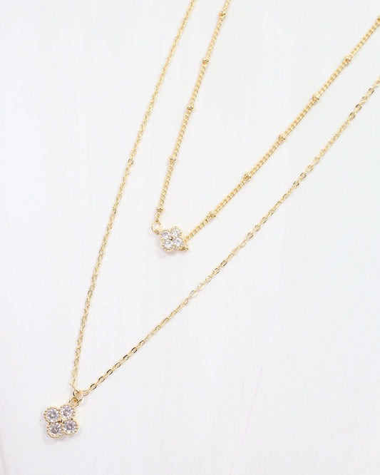 Stacked Diamond Clover Necklace