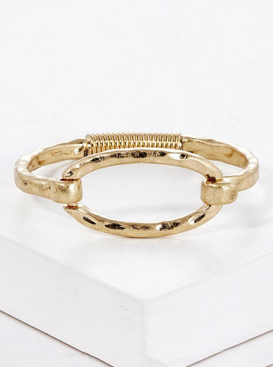 Hammered Oval Bracelet - Gold