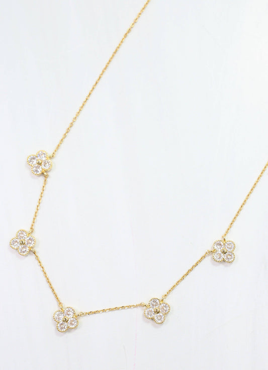 Multi Diamond Clover Necklace